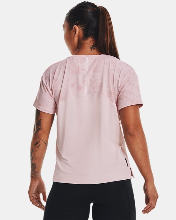 Haut à manches courtes et motif UA RUSH™ Energy Colorblock pour femme, Pink, pdpMainDesktop image number 3